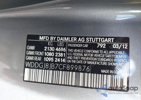 2012 Mercedes-Benz C 350 Sport 4Matic из США, поврежденный, VIN WDDGJ8JB7CF899876